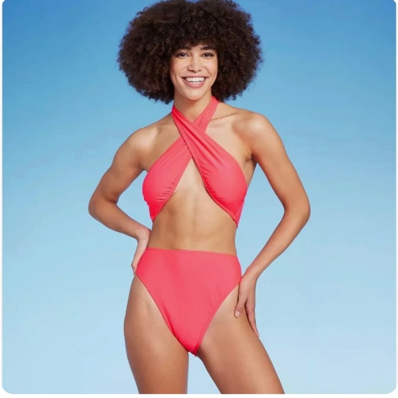 Wild Fable Cross Front Halter One Piece Swimsuit - Picture 3 of 6